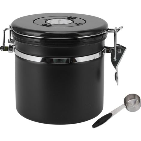 Boîte de Rangement Alimentaire Acier Inoxydable 1.2L - Récipient Hermétique pour Café, Cuisine, Noir (1/5)