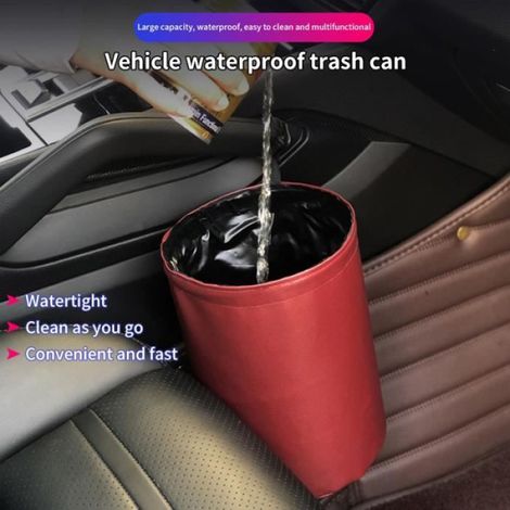 Poubelle de voiture pliante étanche PU panier de rangement organisateur facile à nettoyer Mini poubelle conteneur pour Auto nouveau (1/4)