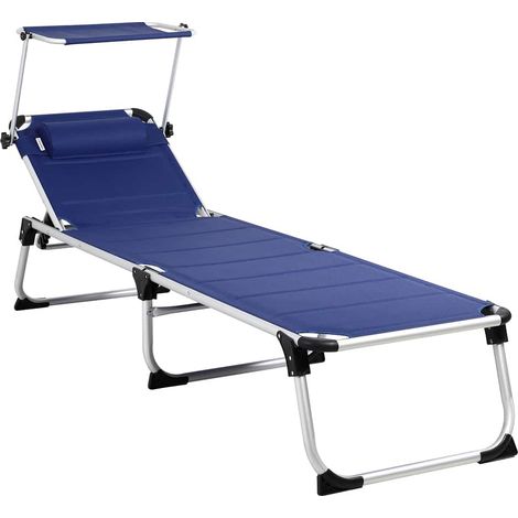 Casaria Lettino Prendisole Bari in Alluminio 210cm 150kg con Tetto Parasole Sdraio da Spiaggia Lettino da Giardino blu blau meliert (de) (1/5)