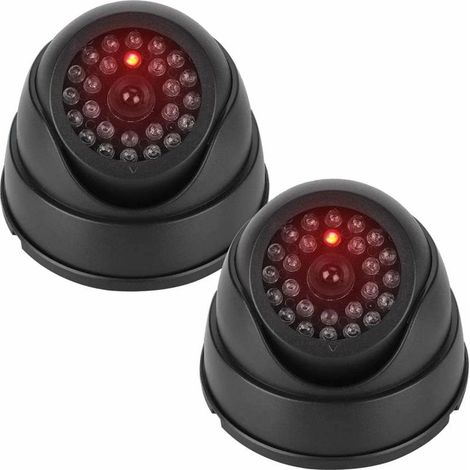 Articles, Caméra de vidéosurveillance factice dôme extérieure/intérieure étanche noire avec éclairage LED réaliste (1/5)