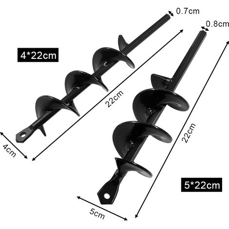 Mèches de tarière de jardin Ø 80 et Ø 40 mm 2 pièces, outil de plantation pour forage rapide, plantation