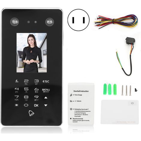 Contrôle d'accès avec reconnaissance faciale, mot de passe, carte 125KHz, sonnette, TCP/IP, 100-240V, prise US