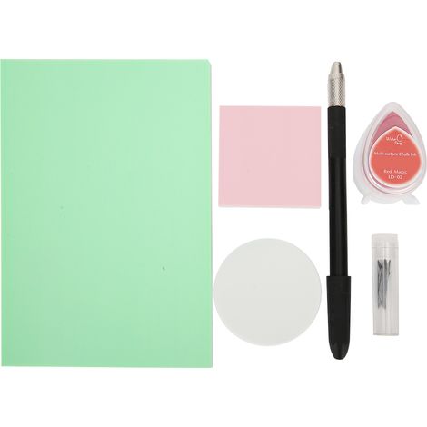 Kit de tampon DIY débutant forme goutte d'eau coussin encre couteau à graver lames de rechange noir (1/5)
