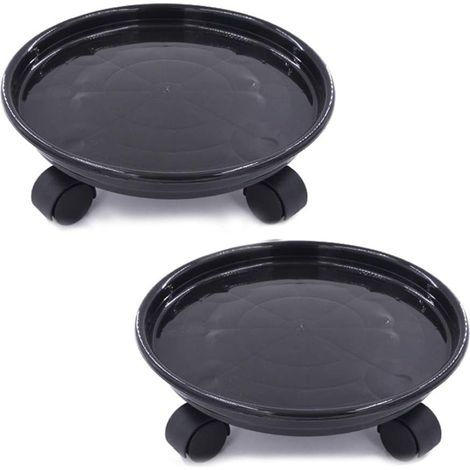2er-Pack schwarze Pflanzenroller, 30 cm, mit Rollen, robust (1/5)