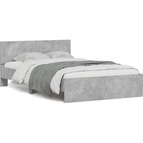 vidaXL Bettgestell mit Kopfteil Grau Beton 120x190 cm