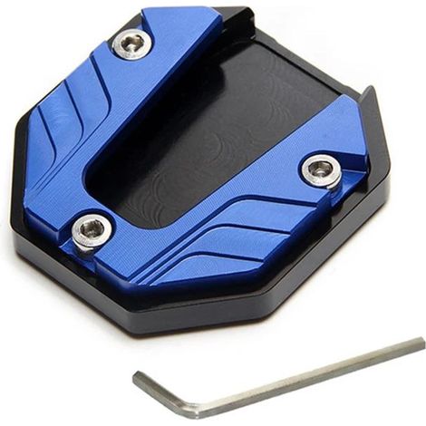 (Bleu) Rallonge de béquille latérale en alliage d'aluminium pour moto et scooter, antidérapante, avec base élargie. Accessoires moto maxpower (1/4)