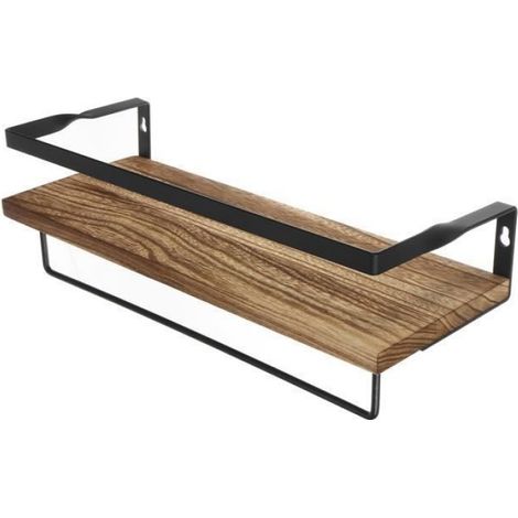 Étagère Murale - Bois Fer - 40 cm x 15 cm x 9 cm - Cuisine Salle De Bain Garage - 1 Pièce (1/4)