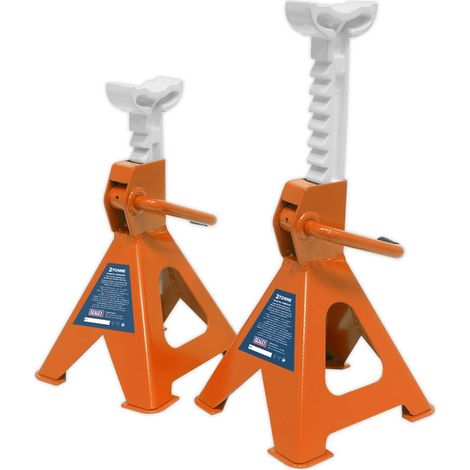 Sealey Ratchet Type Axle Stands (Pair) 2 Tonne Capacity per Stand - Orange VS2002OR