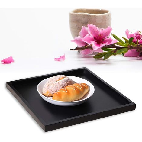 Plateau de Service, Plateau à Nourriture Bois Paulownia 30 x 30 x 2 cm Tablette Service Cuisine Tablette carré café collations pour Maison, Cuisine, Restaurant (1/5)