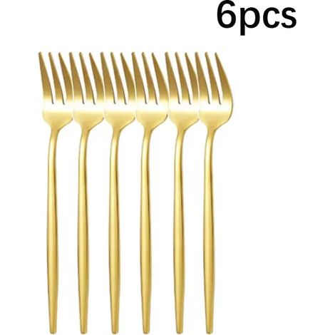 (6 fourchettes à thé) Couverts en acier inoxydable, comprenant des fourchettes à steak, des cuillères à dessert et des fourchettes à fruits. (1/4)