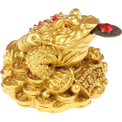 Jadefrosch mit einer Münze im Maul, Gold- und Silberfrosch und Feng-Shui-Silberkröte, Silberfrosch mit einer edlen Kröte, Glücksbringer-Figuren, Goldfrosch (1/5)