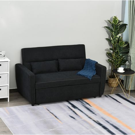 Sofá cama 155/90 cm de terciopelo negro con respaldo regulable y función cama (1/5)