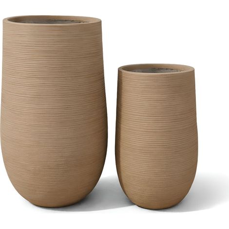 Lot de 2 pots ronds haut en fibre d'argile, COMPORTA