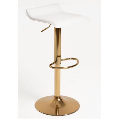 ORION91 Taburete Alto PLÉYADES Regulable Asiento Cuero Sintético Color Blanco y Estructura Dorado (38x85x35 cm) Comedor Oficina Salón Restaurante Bar Teletrabajo Cocina - SpazioLuzio - Unidad (1/5)