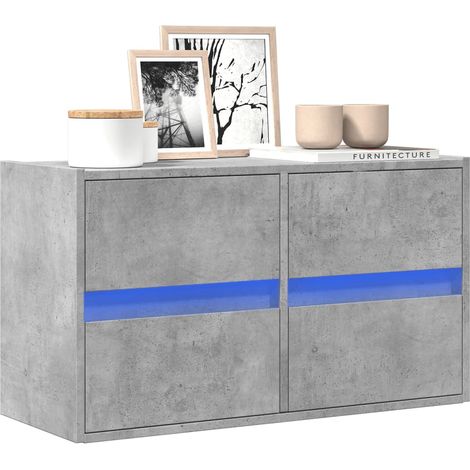 TV-Wandschrank mit LED-Beleuchtung Betongrau 80x31x45 cm