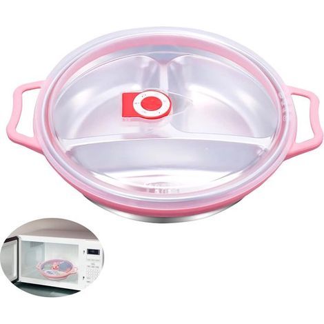 Microwave Oven Dish Set - Tall - Heated Utensil Storage Box (Pink) (1/2)