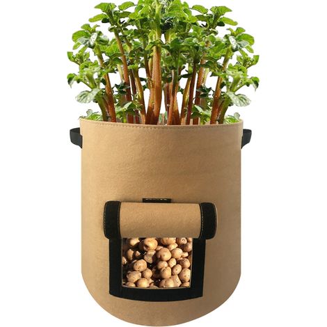 38-Liter-Kartoffelpflanzsack aus verstärktem Vliesstoff – Großer, robuster Pflanzbehälter in Sandfarbe