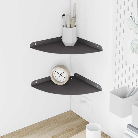 Eckregal zum Schweben mit Regal 2 pcs Schwarz 24 x 24 x 2 cm