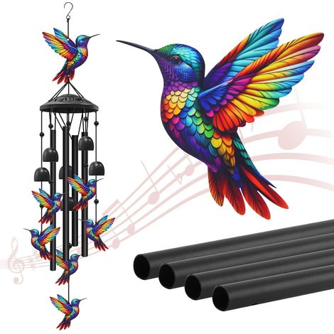 Hummingbird extérieur cloche à vent, cadeau, tube en aluminium, jardin balcon Cour porche décoration extérieure (1/5)