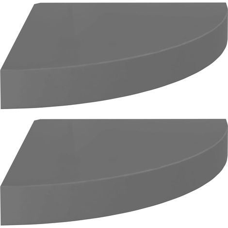 Étagères d'angle murales 2 pcs,Étagère flottante gris brillant 25x25x3,8cm MDF CFW49868 (1/5)