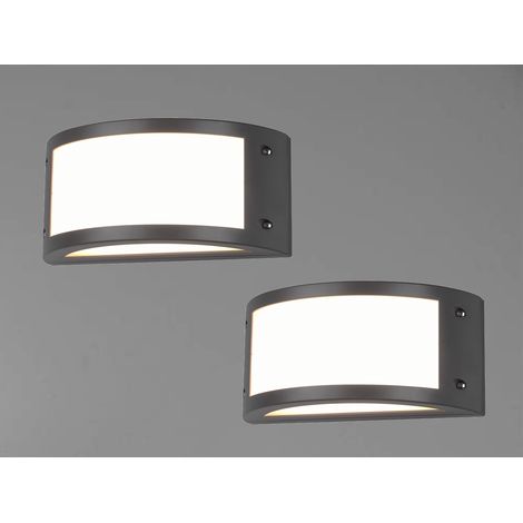 LED Außenwandleuchten 2er Set halbrund in Anthrazit, Breite 24,8 cm (1/5)