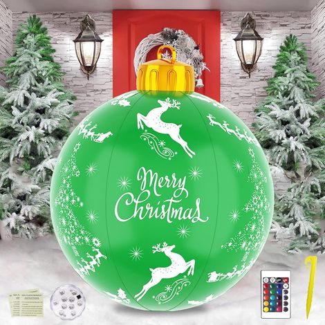 Boule Noël gonflable LED 60 cm PVC, décoration intérieure/extérieure lumineuse (1/4)