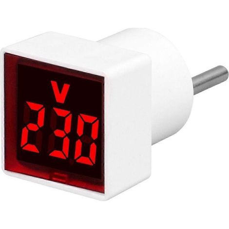 Voltmètre numérique avec affichage LED et prise européenne rouge (1/5)
