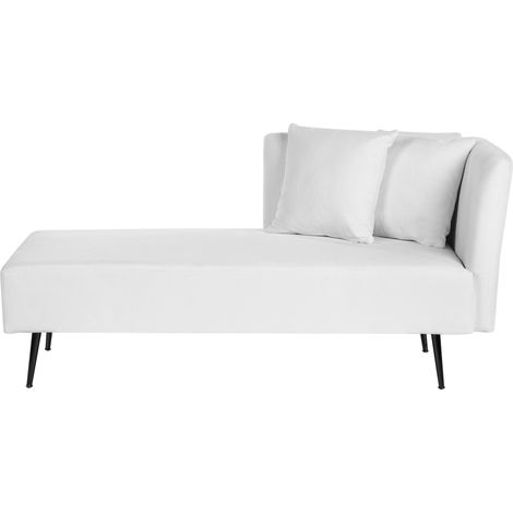Chaise longue moderno derecho tapicería de tela de poliéster con cojines patas de metal diván blanco Riom