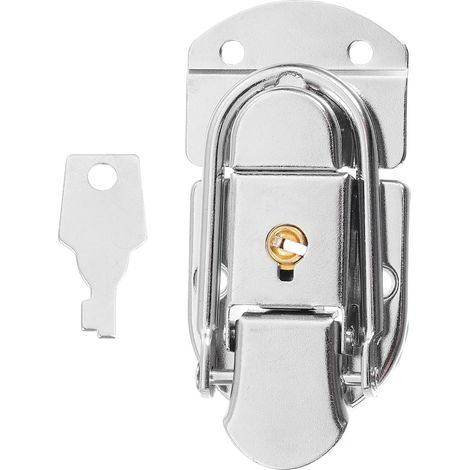 Silberner Kleiner Riegel aus Eisen mit Schnalle und Schlüsselschloss für Schmuckkästchen Minimalistisches Design und Schneller Zugriff für Koffer und Holzkisten (1/5)