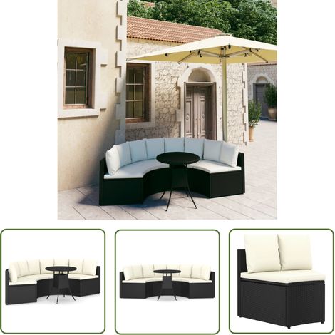 The Living Store 5-tlg. Garten-Sofagarnitur mit Auflagen Poly Rattan Schwarz - Gartenlounge Set - Loungemöbel Outdoor - Rattan Möbel - Poolparty - Terrasse (1/5)