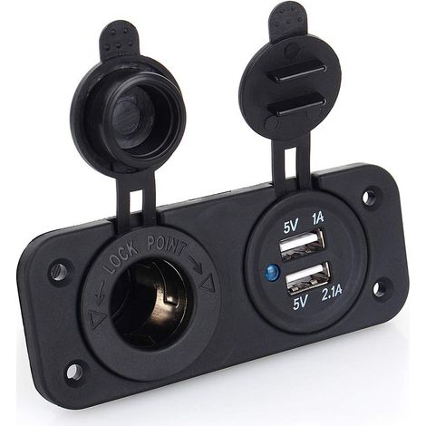 Prise sûre noire de capacité de puissance Extra grande 12V, séparateur de prise d'allume-cigare de voiture, voyage portatif durable de camion pour l'automobile de moto (1/5)