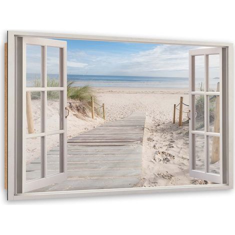 Quadro deco panel, Finestra - sentiero per la spiaggia - 60x40 (1/5)