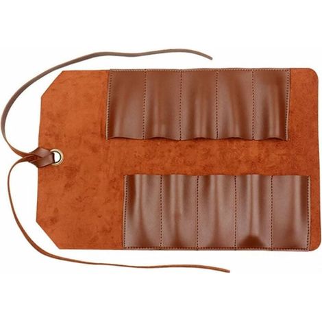 Borsa portautensili in pelle con 10 tasche, organizer multiuso per lavori di falegnameria, marrone chiaro, borsa portautensili (1/5)