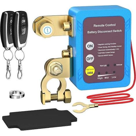 Interrupteur de déconnexion de batterie à distance 12 V 240 A, interrupteur de coupure automatique de l'alimentation pour voiture, camion ou bateau, avec télécommande (1/5)
