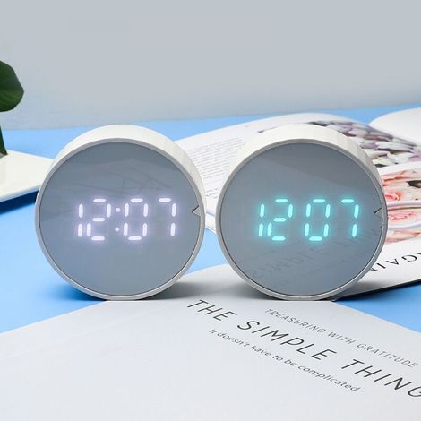 Intelligenter Wecker/Timer, Mini, rund, klein, digitaler LED-Wecker, blau (1/3)