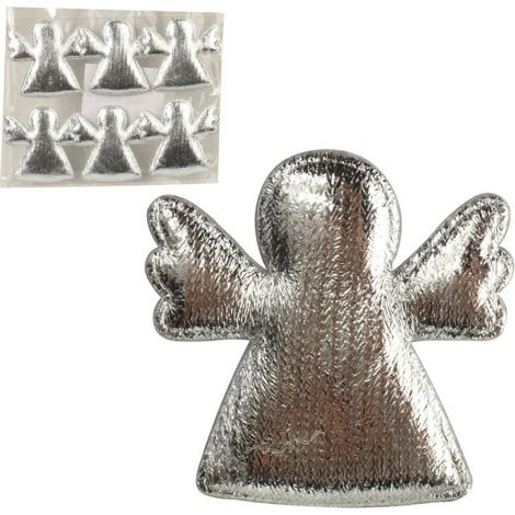 Set di 6 adesivi angelo argentati, di 4 cm di dimensione (1/4)