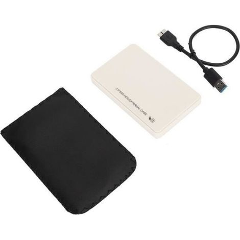 Tbest étui hdd Boîtier de boîtier de disque dur externe USB 3.0 vers SATA 2,5 '7 mm 9,5 mm HDD SSD sans outil Blanc (1/4)