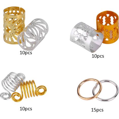 90 pièces anneaux pour tresses dreadlocks, attaches capillaires triple brin, décorations pour femmes et filles (1/5)