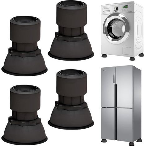 Piedini per lavatrice - Cuscinetti antivibrazione - Stabilizzatori per elettrodomestici - Altezza regolabile - 4 pezzi - Nero (1/5)
