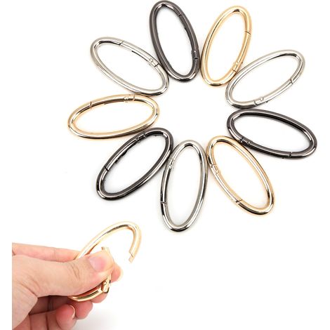 9 Pcs Fermoir Mousqueton Anneau Ovale Ouvert Forme 0 Chaîne Métal Accessoires DIY Sac 3 Couleurs (1/5)
