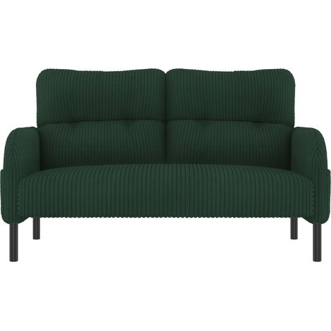 Set salotto 3 pezzi in velluto a coste con divano 2 posti, poltrona e pouf verde smeraldo (1/5)