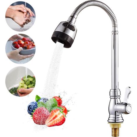 Elegant kitchen faucet Sn 0017, with ceramic valve core, premium materials, flexible spout, and chrome-plated finish.