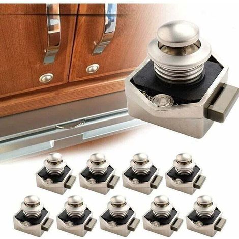 10 pièces Bouton Poussoir Loquet Sans Clé, Serrure Porte Sans Clé de Bouton de Loquet de pour L'armoire de Porte de Placard de Camping-car de Yacht de Bateau de RV (1/4)