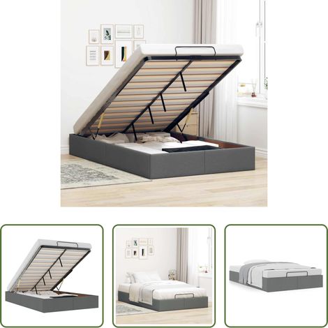 vidaXL Hebehebel -  Ottoman-Bett ohne Matratze Dunkelgrau 120x190 cm Stoff (1/5)