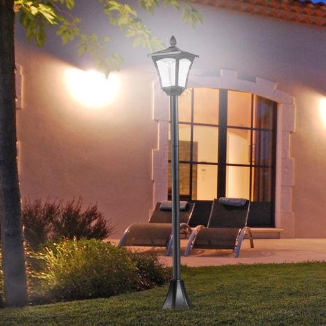 Lanterna solare da giardino a LED Outsunny, lampada da terra in acciaio inossidabile, alta 160 cm, antivento, luce per esterni, IP44, lampada solare con sensore di luce, 30 lumen, picchetto da terra, (1/5)
