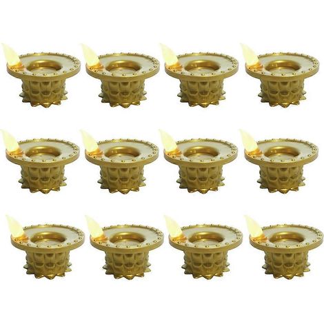 Lot de 12 lampes décoratives Diwali Diyas, guirlandes lumineuses LED à détecteur d'eau, bougies chauffe-plat lotus étanches et sans flamme, lampes à huile (1/5)