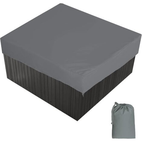 Bache d'extérieur pour Spa Housse de Bain à Remous Carrée Etanche Couverture de Spa en Tissu Polyester 190T Anti-poussière Anti-UVavec Un Sac de Rangement 7 Tailles au Choix,Gris,220x220x90cm (1/2)
