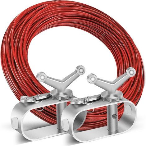 Tendeur de Câble Métallique, Treuil Bache Piscine, Cordon Bâche Piscine avec 2 Tendeur de Fil Acier, Ø 2,2 mm Longueur 40 m, Tendeur (1/5)