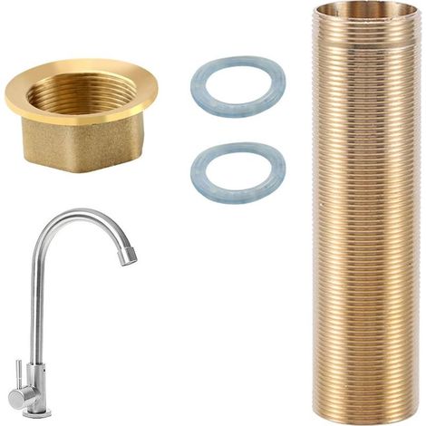 Kitchen faucet repair kit, M30 10cm threaded extension hose for mixer taps, kitchen faucet threaded spindle mounting kit, brass mounting accessories for repairs, Kiuiom (1/5)