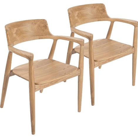 HIROSHIMA - Lot de 2 Chaises en Teck Brut Recyclé - Style Scandinave & Ethnique - Dimensions L57xP53.6xH78.5cm - Pièces de Seconde Vie (1/2)
